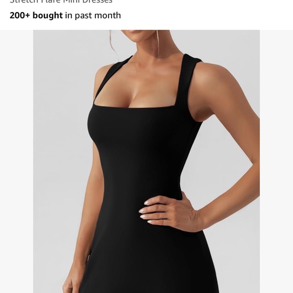 QINSEN Women's Square Neck Bodice Dress Sleeveless Stretch Flare Mini Dresses - Picture 8 of 9